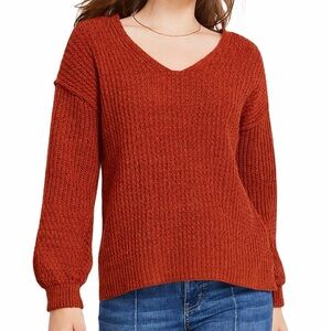 Maurices Women's Red Maroon V-Neck Knit Fall Sweater Size XS